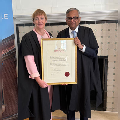 Catherine Royle, Principal, Somerville College, University of Oxford and N. Chandraekaran, Chairman, Tata Sons